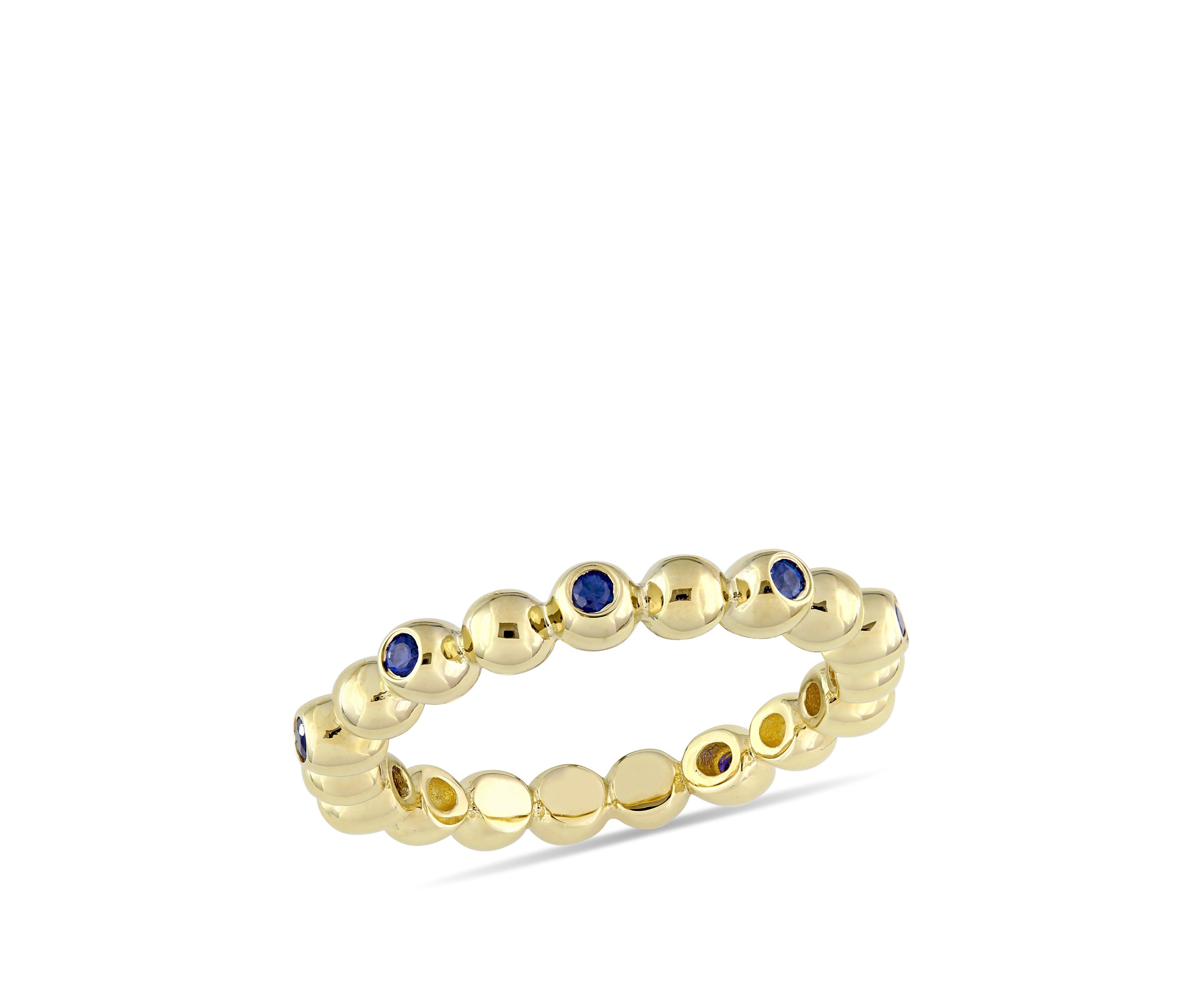 Belk & Co. 1/5 ct. t.w. Sapphire Beaded Scalloped Eternity Ring in 14k ...