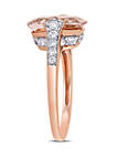4.47 ct. t.w. Morganite, 1/3 ct. t.w. White Sapphire and 1/4 ct. t.w. Diamond Halo Ring in 14k Rose Gold