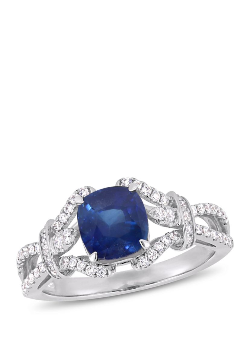 2 ct. t.w. Sapphire and 1/3 ct. t.w. Diamond Vintage Ring in 14k White Gold