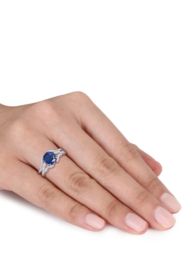 2 ct. t.w. Sapphire and 1/3 ct. t.w. Diamond Vintage Ring in 14k White Gold