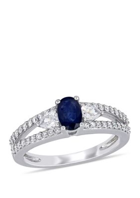 Belk & Co 5/8 ct. t.w. Sapphire and 1/2 ct. t.w. Diamond 3-Stone Engagement Ring in 14k White Gold -  54004261183178