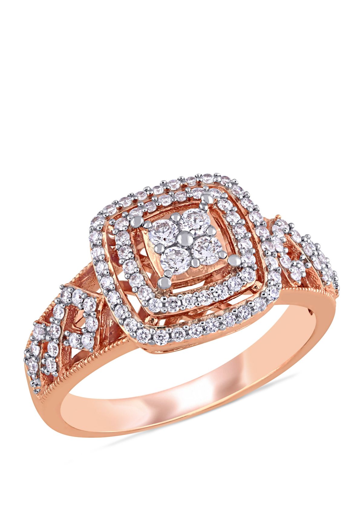 Belk & Co. 1/2 ct. t.w. Diamond Cluster Halo Engagement Ring in 14k ...