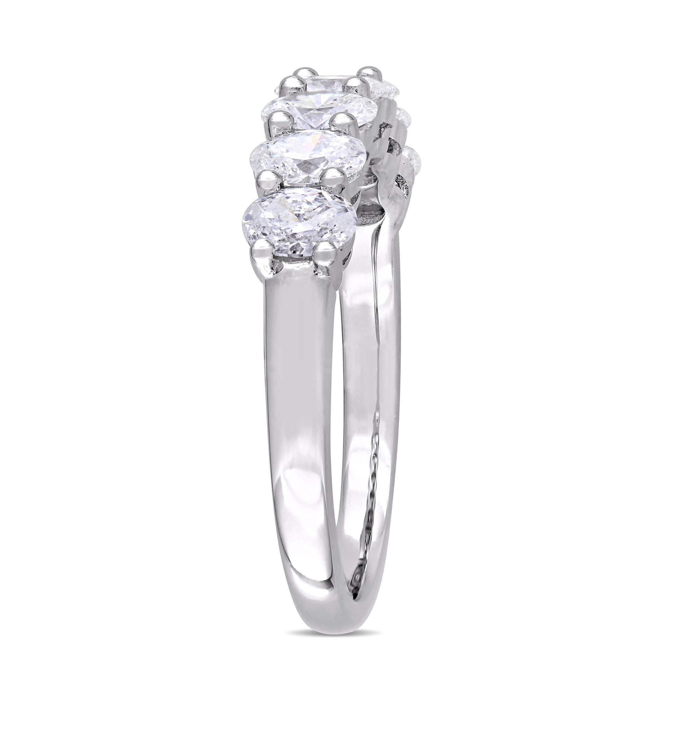 1.33 ct. t.w. Oval Cut Diamond Semi-Eternity Ring in 14k White Gold