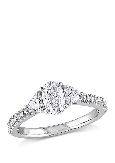 1.1 ct. t.w. Oval and Heart Shaped Diamond Engagement Ring in 14k White Gold