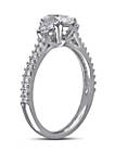 1.1 ct. t.w. Oval and Heart Shaped Diamond Engagement Ring in 14k White Gold