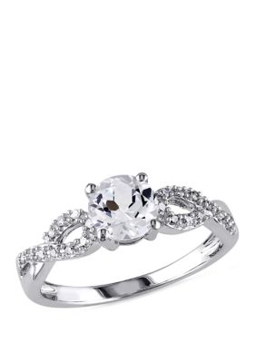 Belk & Co 1.0 Ct. T.w. Created White Sapphire And 1/10 Ct. T.w. Diamond Infinity Ring In 10K White Gold