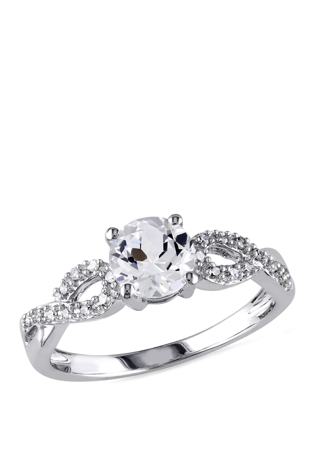 1.0 ct. t.w. Created White Sapphire and 1/10 ct. t.w. Diamond Infinity Ring in 10k White Gold
