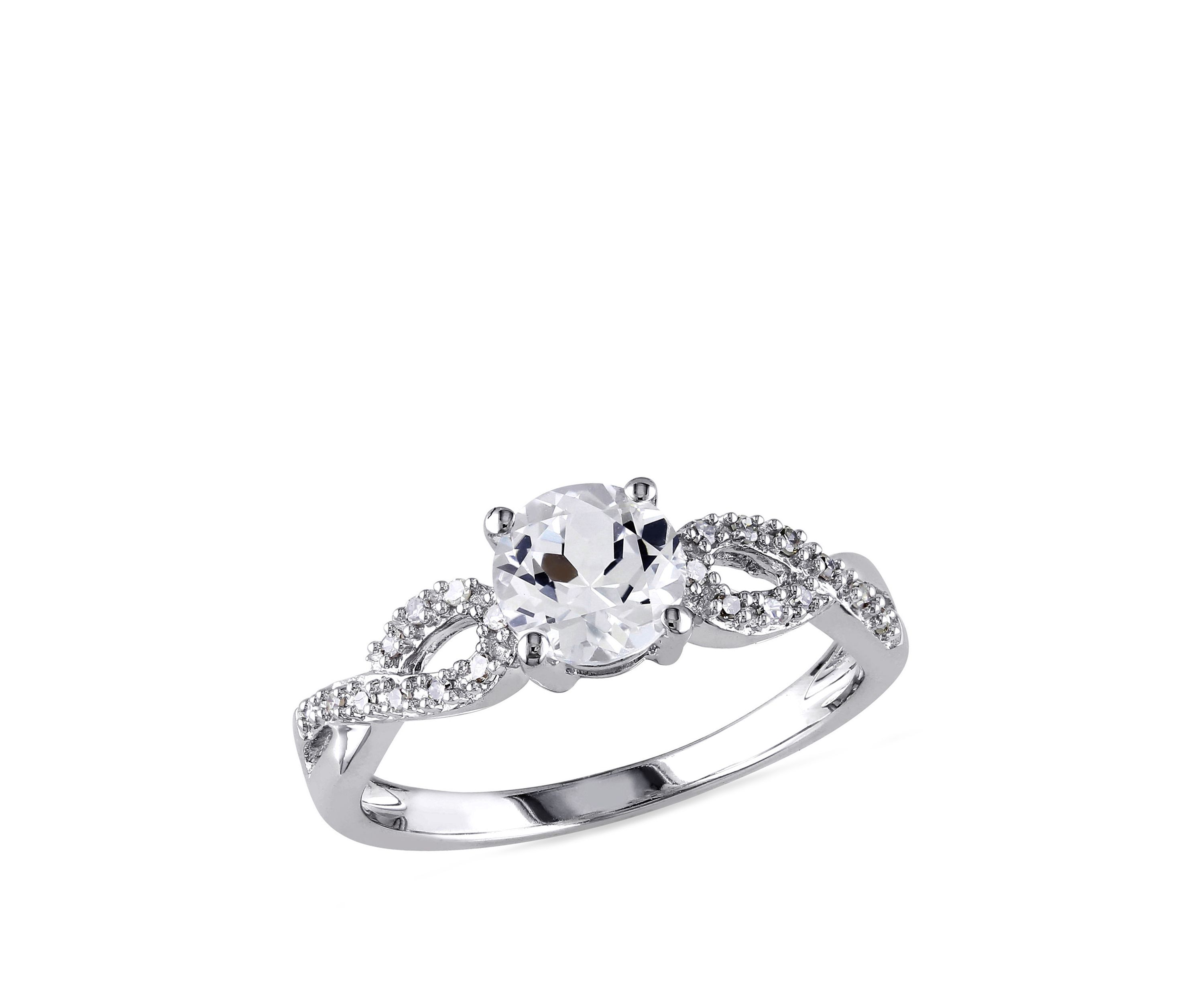 1.0 ct. t.w. Created White Sapphire and 1/10 ct. t.w. Diamond Infinity Ring in 10k White Gold