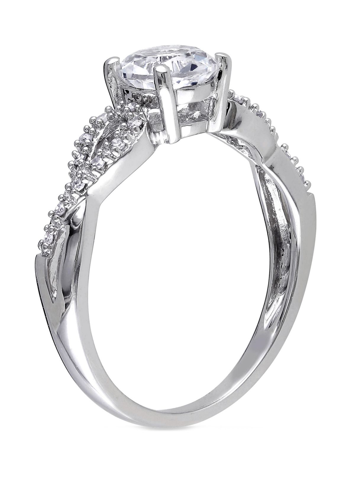 1.0 ct. t.w. Created White Sapphire and 1/10 ct. t.w. Diamond Infinity Ring in 10k White Gold