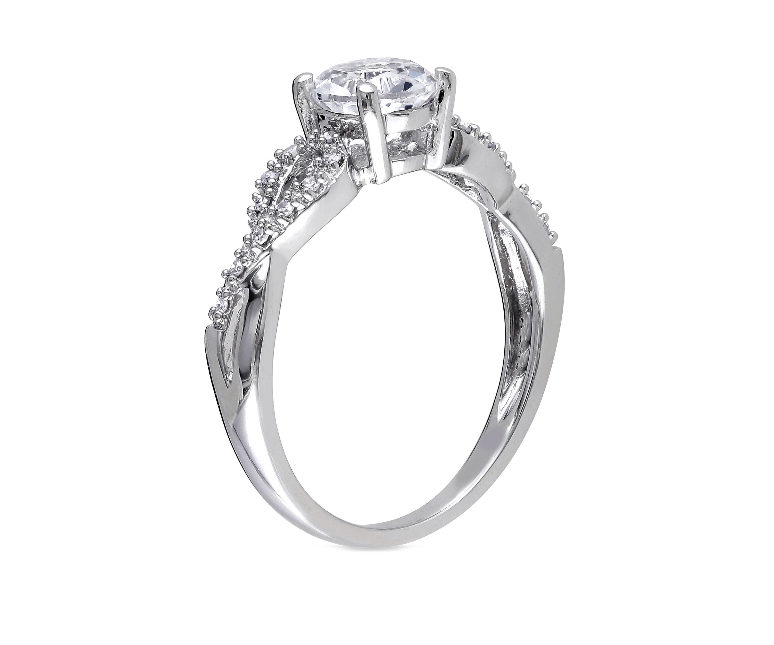 1.0 ct. t.w. Created White Sapphire and 1/10 ct. t.w. Diamond Infinity Ring in 10k White Gold
