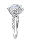 2.6 ct. t.w. Aquamarine, White Sapphire and Diamond Accent Vintage Ring in 14k White Gold