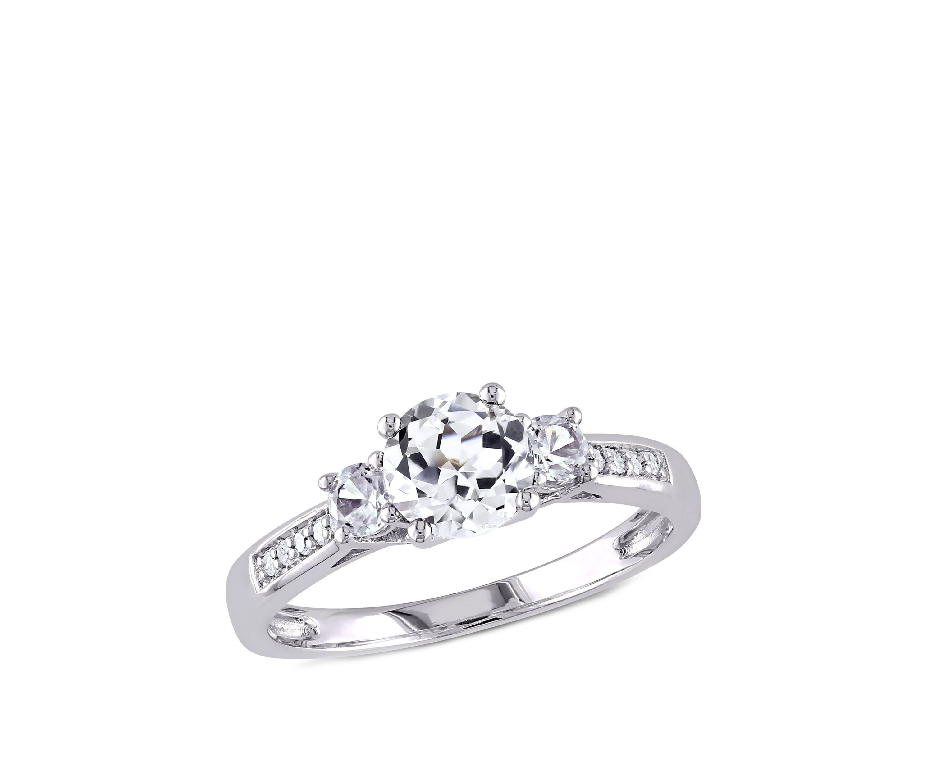 1.33 ct. t.w. Created White Sapphire and Diamond Accent 3 Stone Ring in 10k White Gold