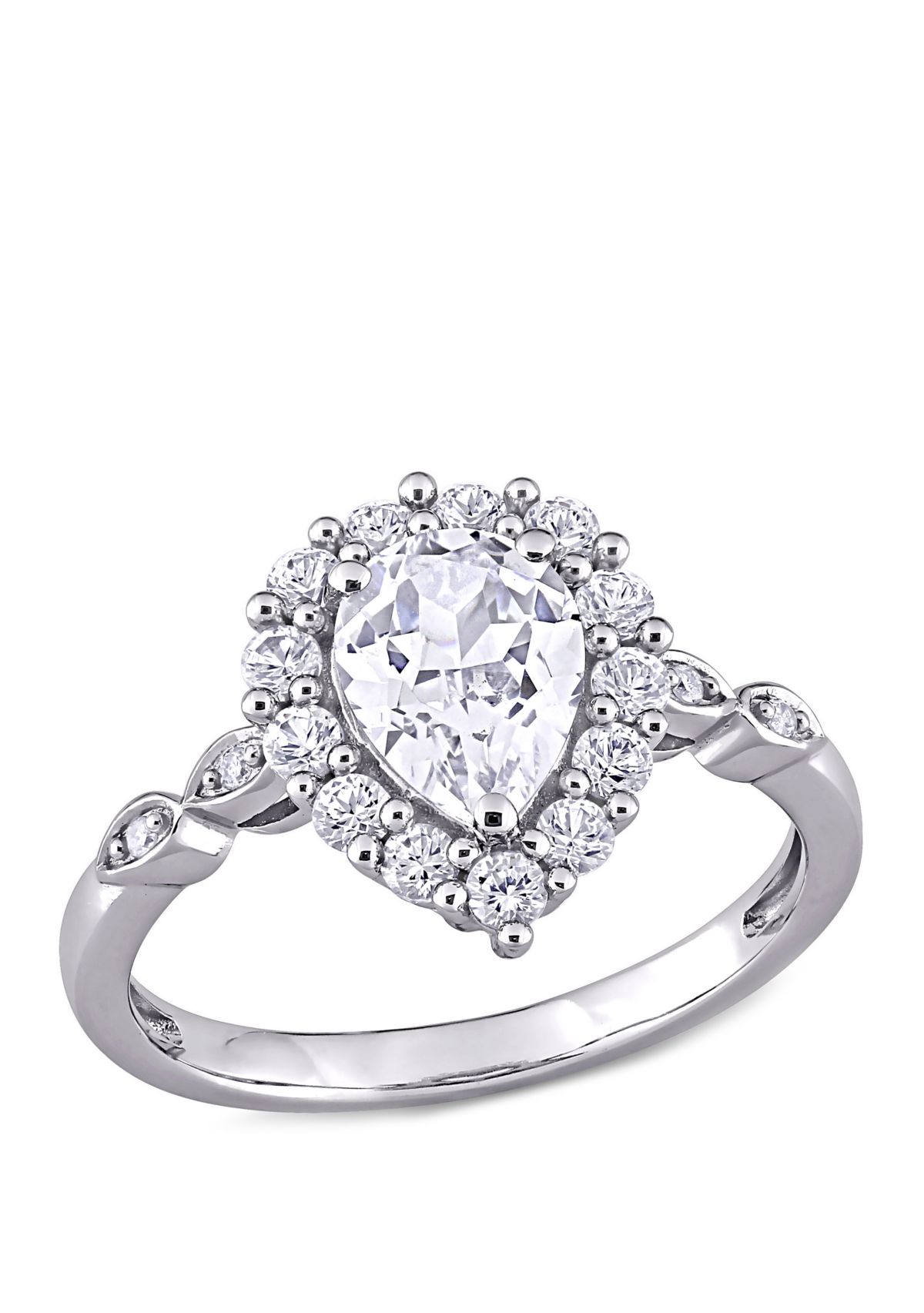 2.38 ct. t.w. Created White Sapphire and Diamond Accent Halo Engagement Ring in 10k White Gold