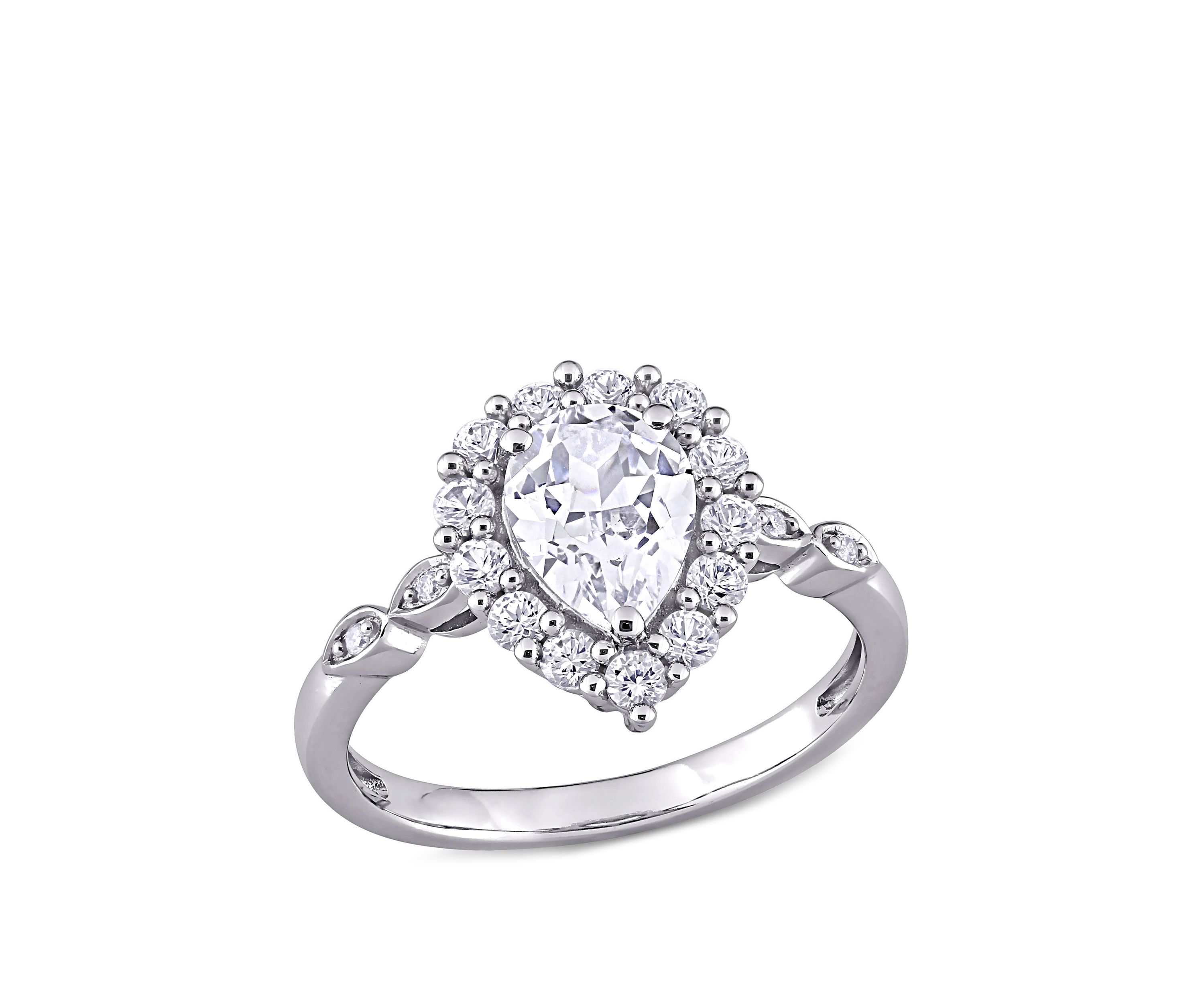 2.38 ct. t.w. Created White Sapphire and Diamond Accent Halo Engagement Ring in 10k White Gold