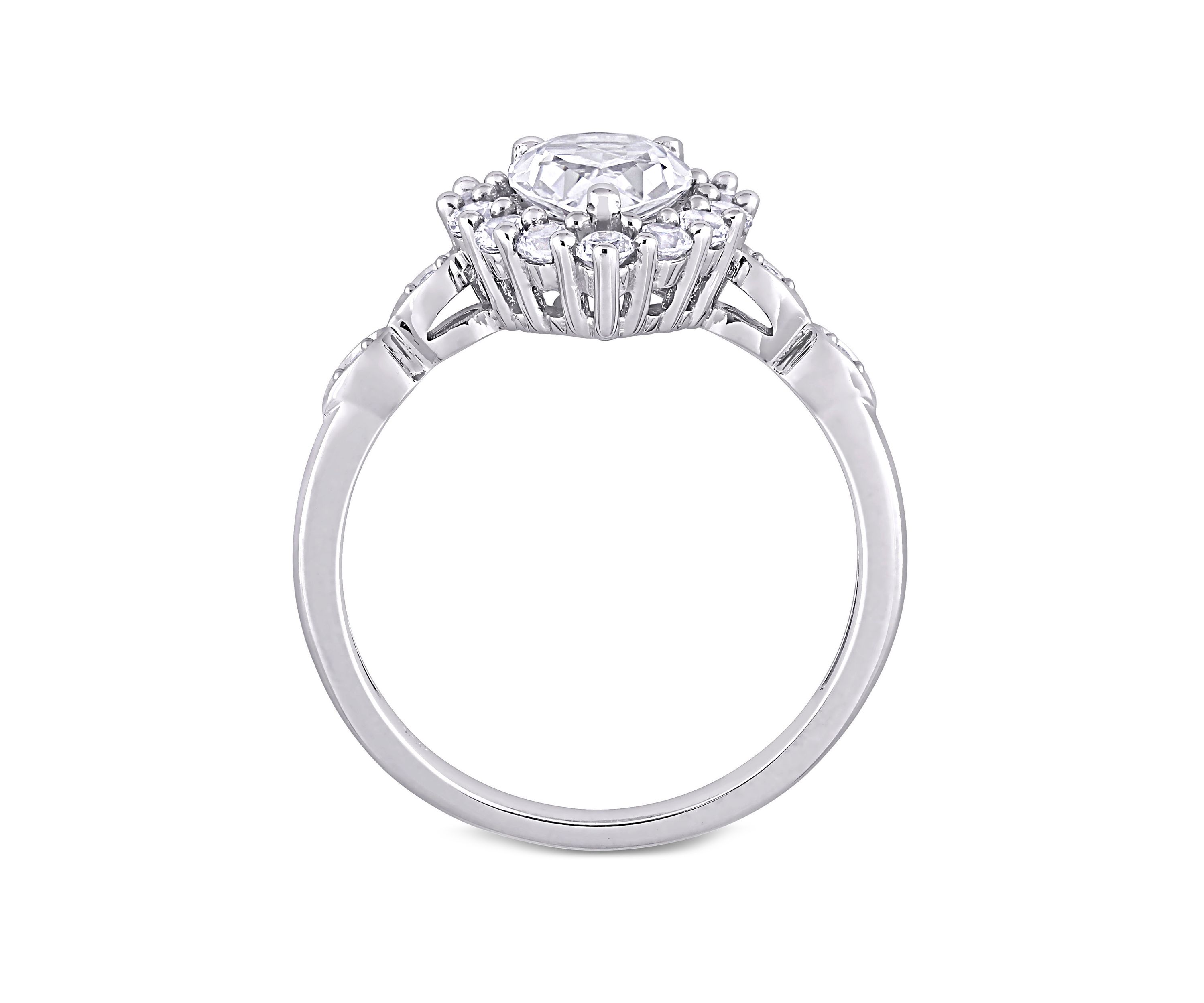 2.38 ct. t.w. Created White Sapphire and Diamond Accent Halo Engagement Ring in 10k White Gold