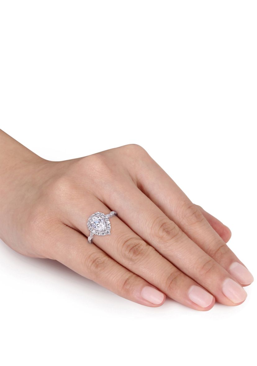 2.38 ct. t.w. Created White Sapphire and Diamond Accent Halo Engagement Ring in 10k White Gold