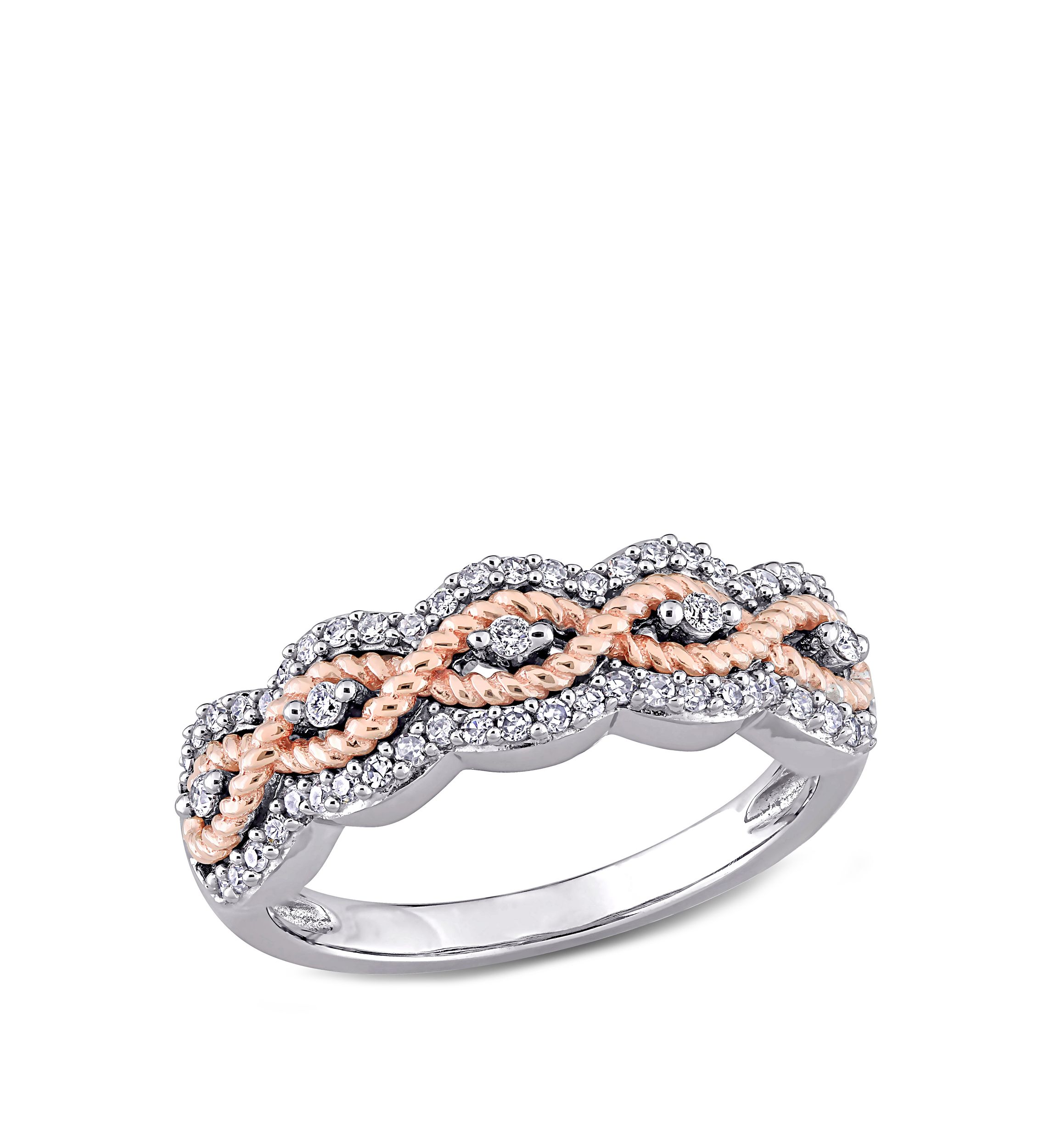1/4 ct. t.w. Diamond Braided Ring in 10k 2 Tone Rose and White Gold