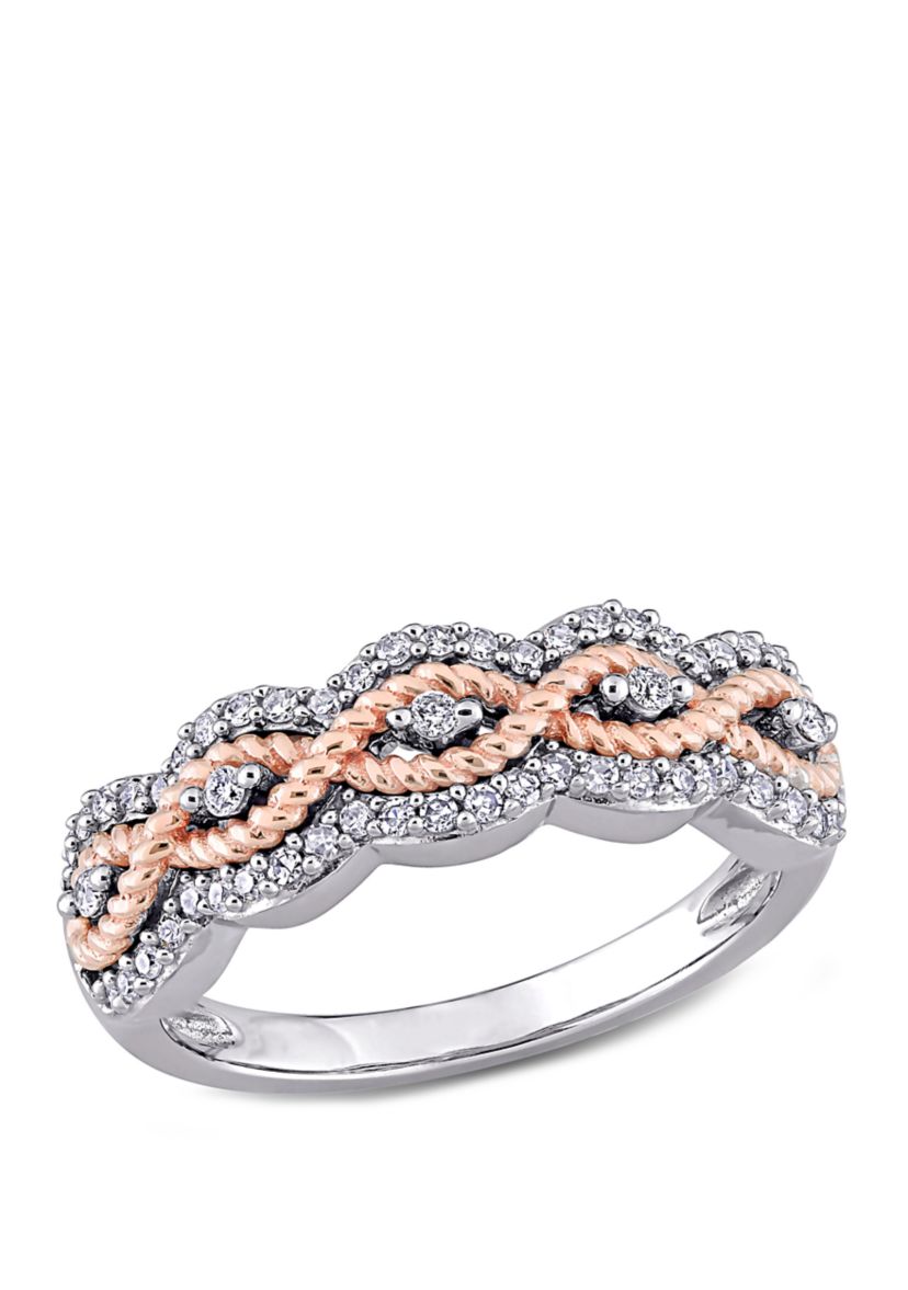 1/4 ct. t.w. Diamond Braided Ring in 10k 2 Tone Rose and White Gold