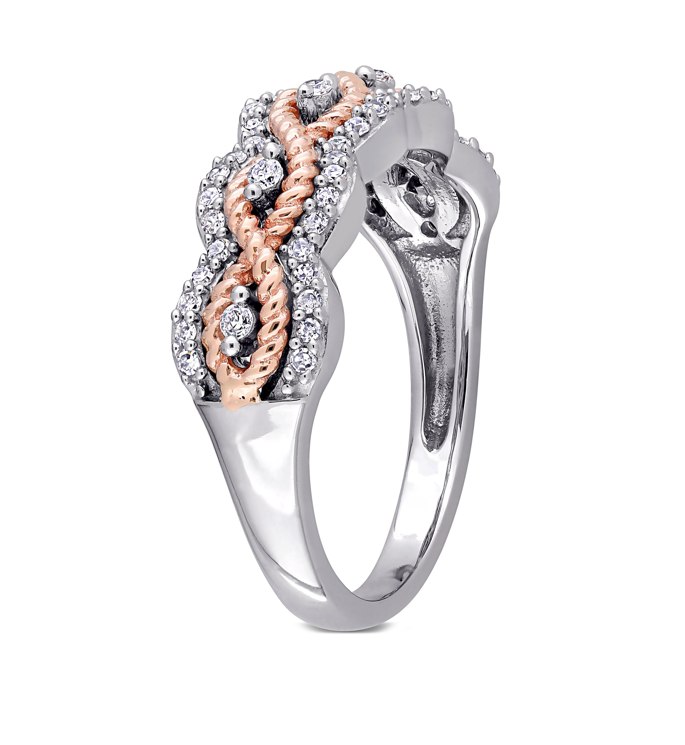1/4 ct. t.w. Diamond Braided Ring in 10k 2 Tone Rose and White Gold