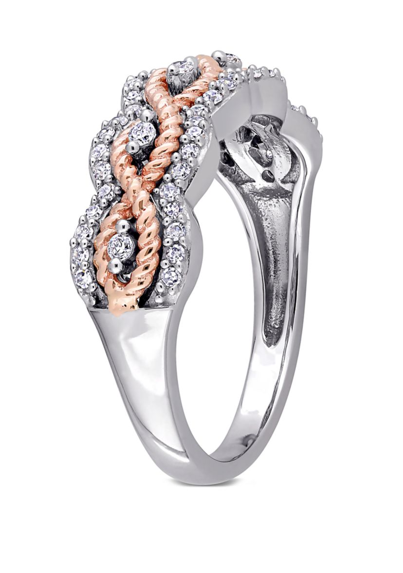 1/4 ct. t.w. Diamond Braided Ring in 10k 2 Tone Rose and White Gold