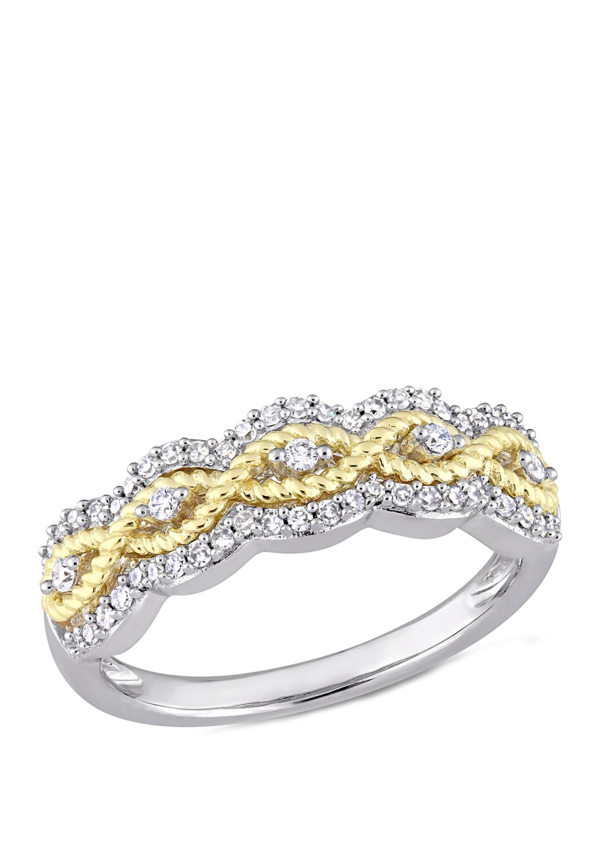 1/4 ct. t.w. Diamond Braided Ring in 2 Tone 10k Yellow and White Gold