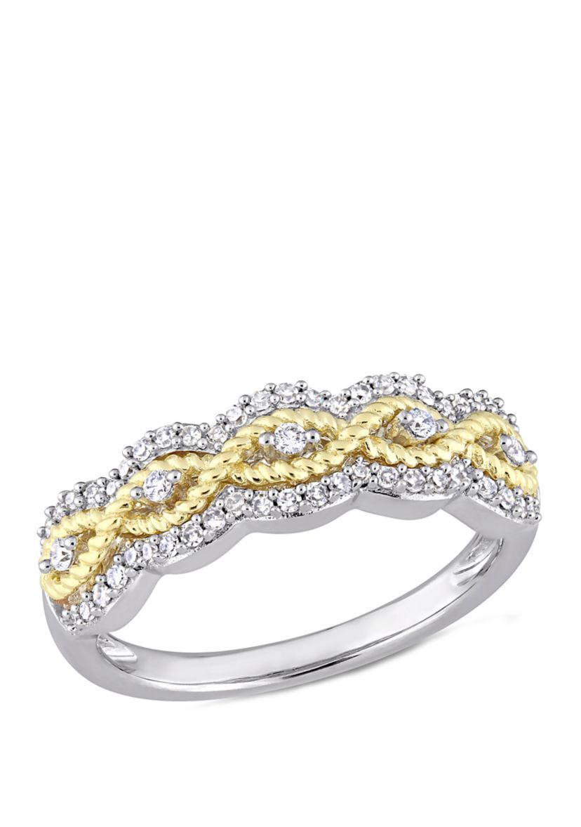 1/4 ct. t.w. Diamond Braided Ring in 2 Tone 10k Yellow and White Gold