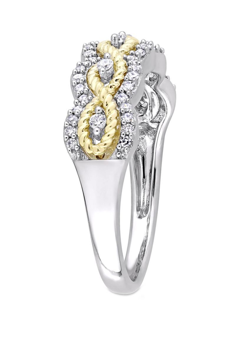 1/4 ct. t.w. Diamond Braided Ring in 2 Tone 10k Yellow and White Gold