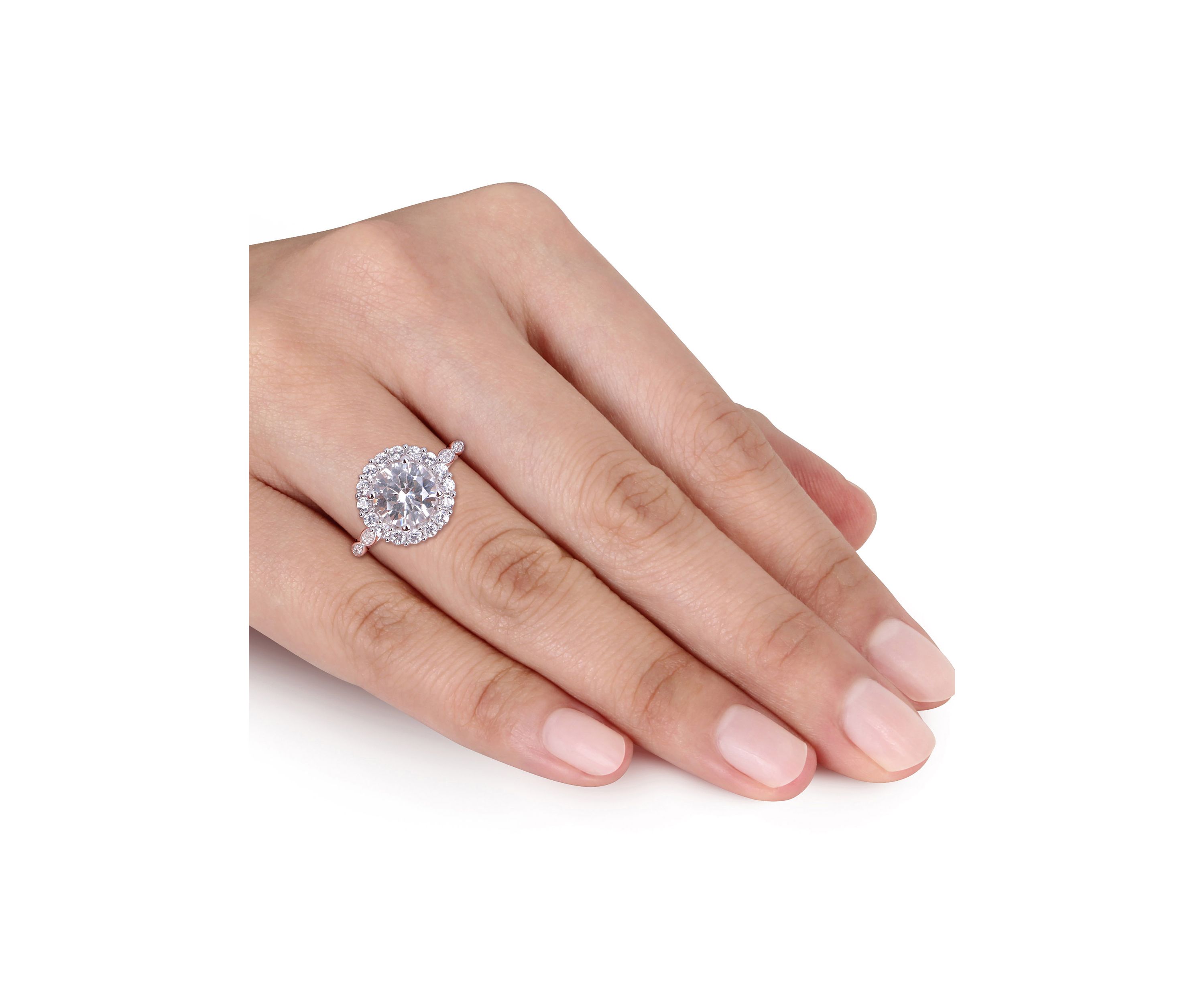 3.2 ct. t.w. Created White Sapphire and Diamond Accent Halo Engagement Ring in 10k White Gold