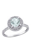 1 1/7 ct. t.w. Aquamarine and 1/10 ct. t.w. Diamond Halo Engagement Ring