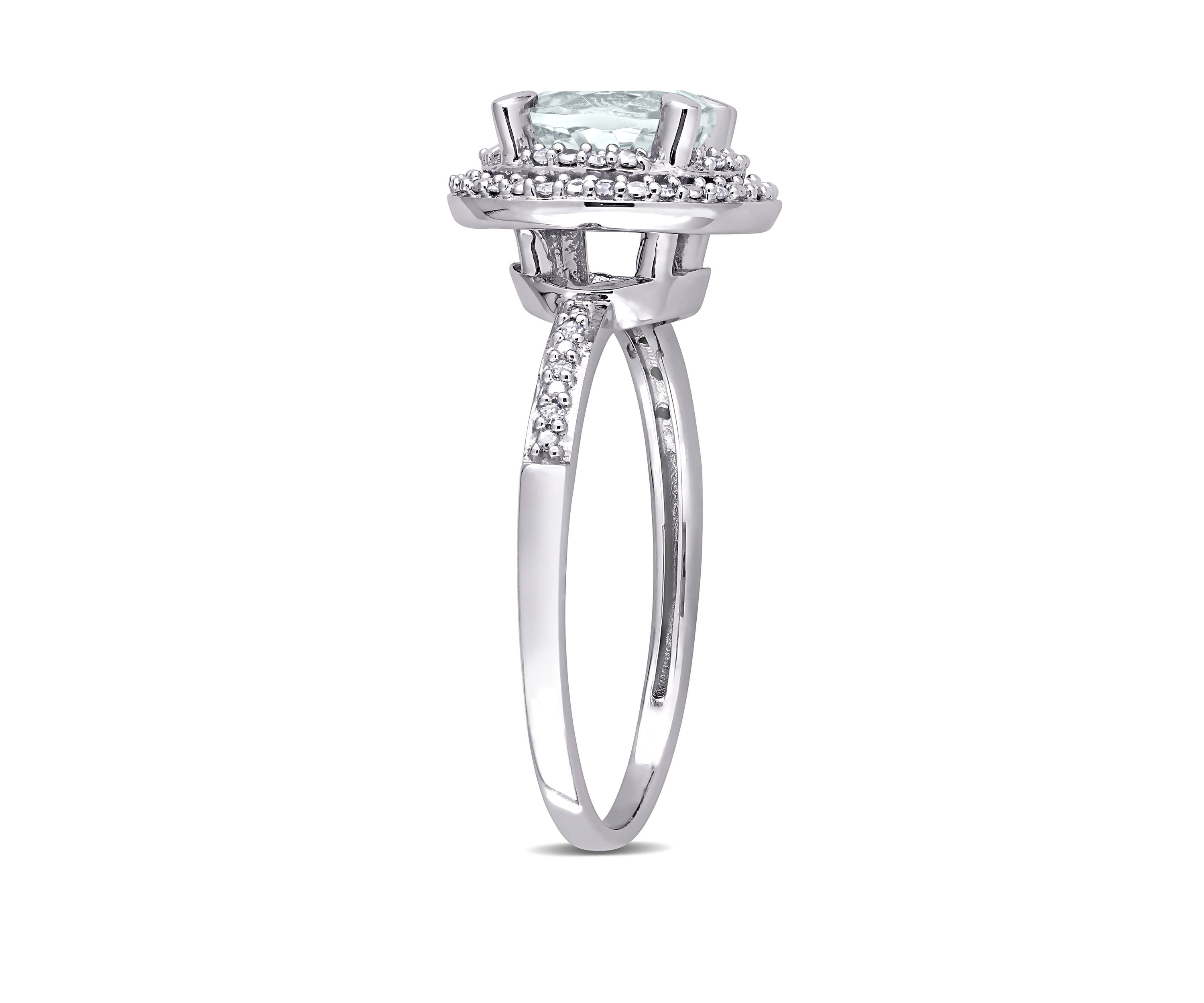 1 1/7 ct. t.w. Aquamarine and 1/10 ct. t.w. Diamond Halo Engagement Ring