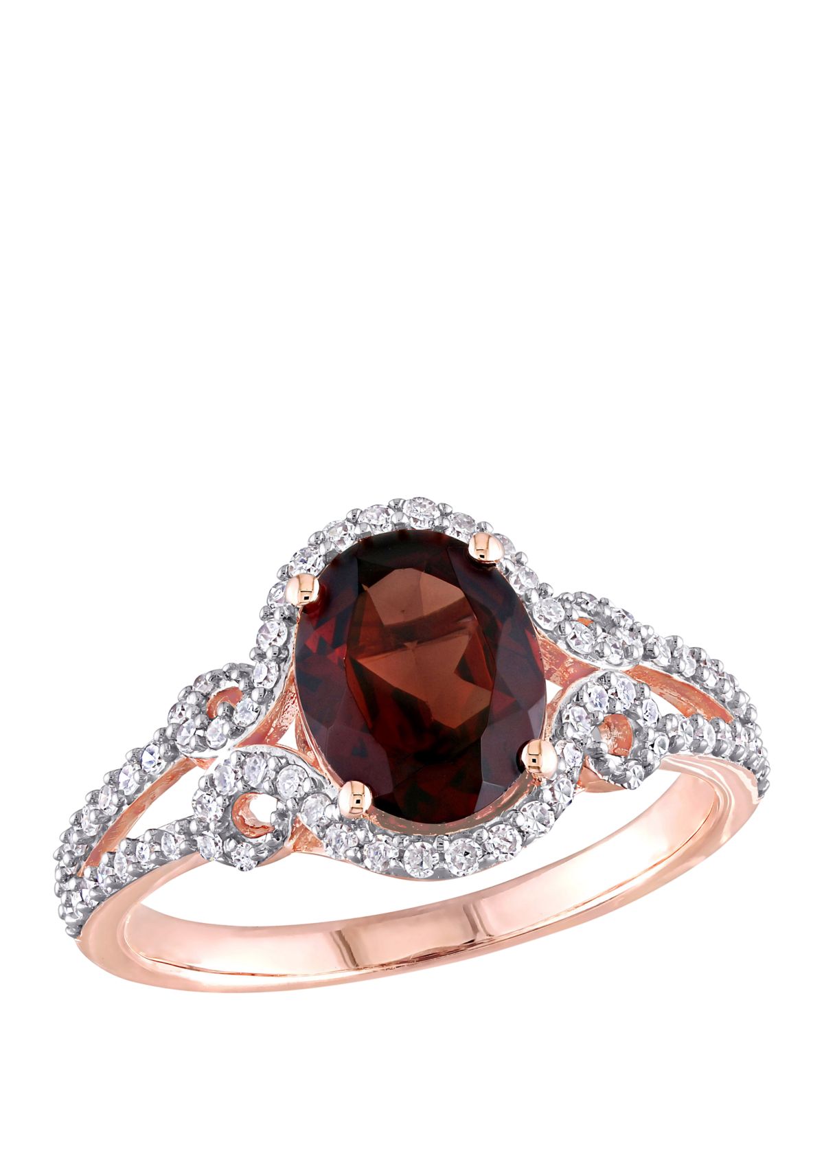 2.1 ct. t.w. Garnet, 1/3 ct. t.w. Diamond Halo Split Shank Ring