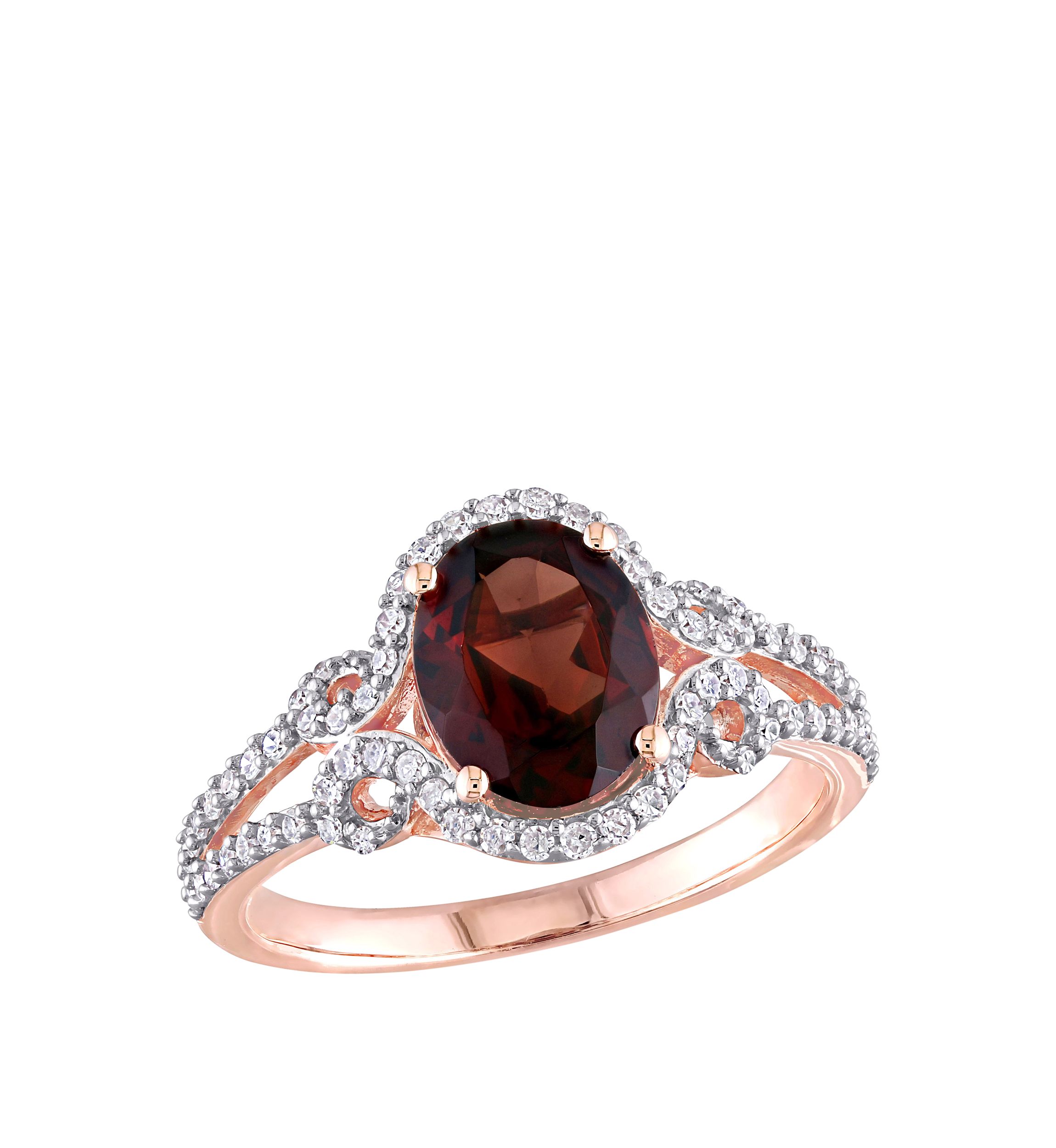 2.1 ct. t.w. Garnet, 1/3 ct. t.w. Diamond Halo Split Shank Ring