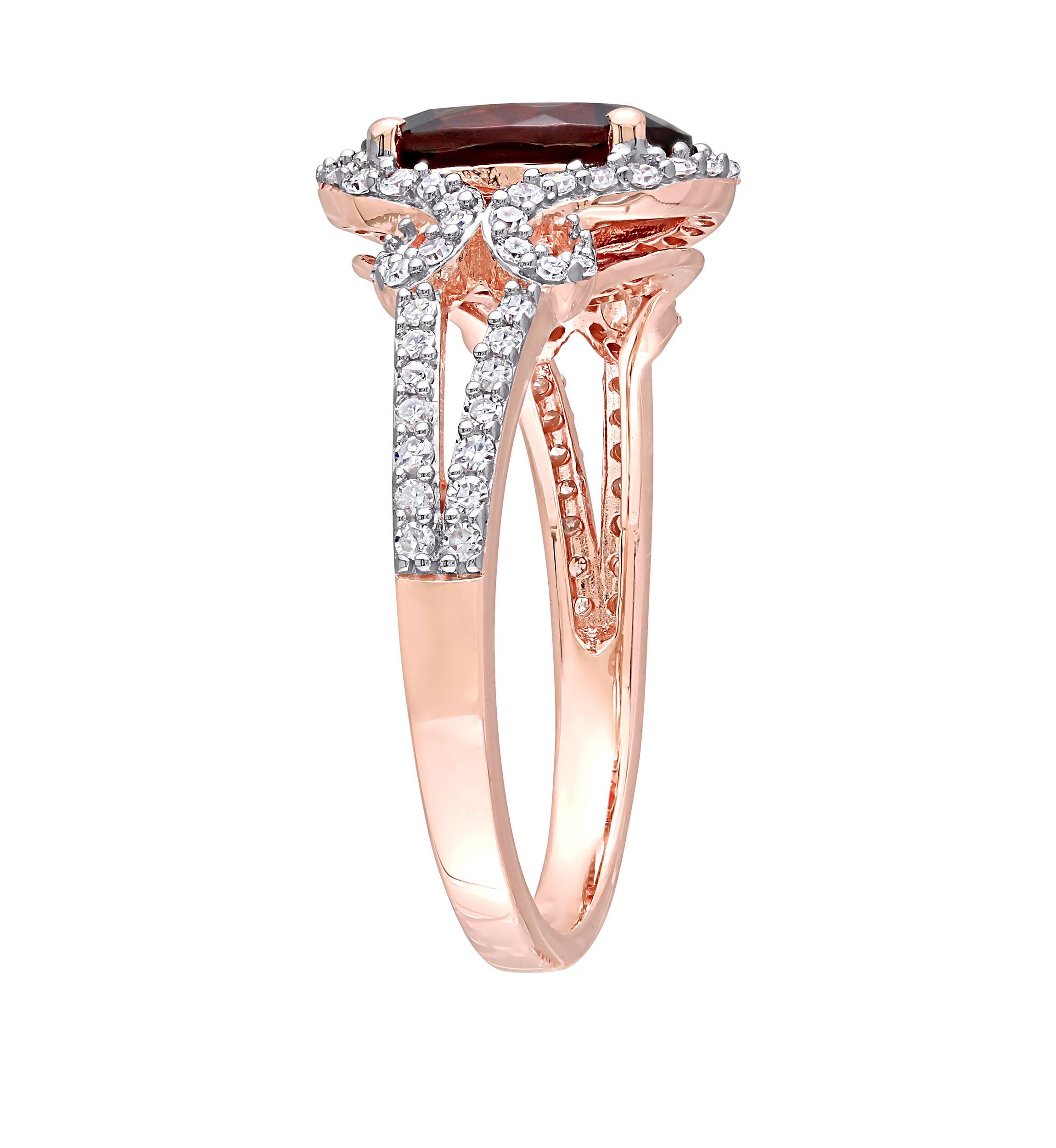 2.1 ct. t.w. Garnet, 1/3 ct. t.w. Diamond Halo Split Shank Ring