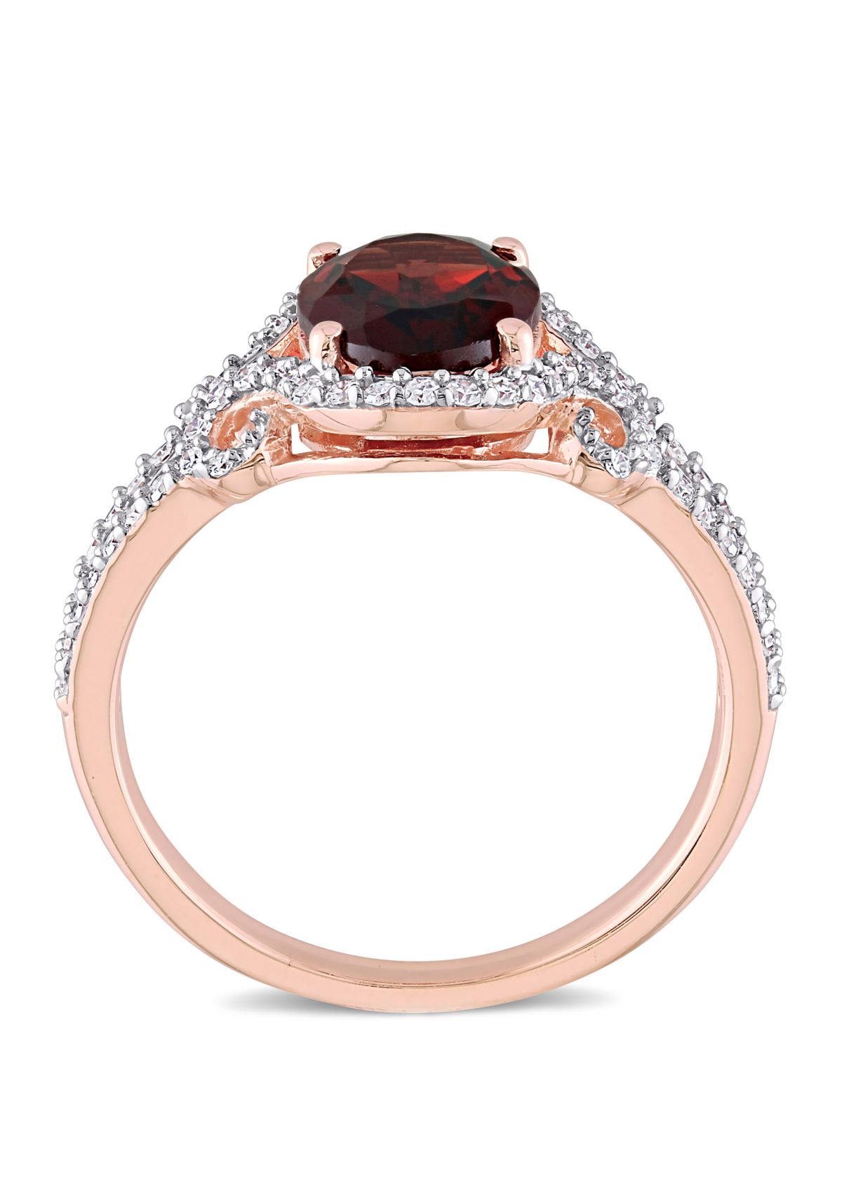 2.1 ct. t.w. Garnet, 1/3 ct. t.w. Diamond Halo Split Shank Ring
