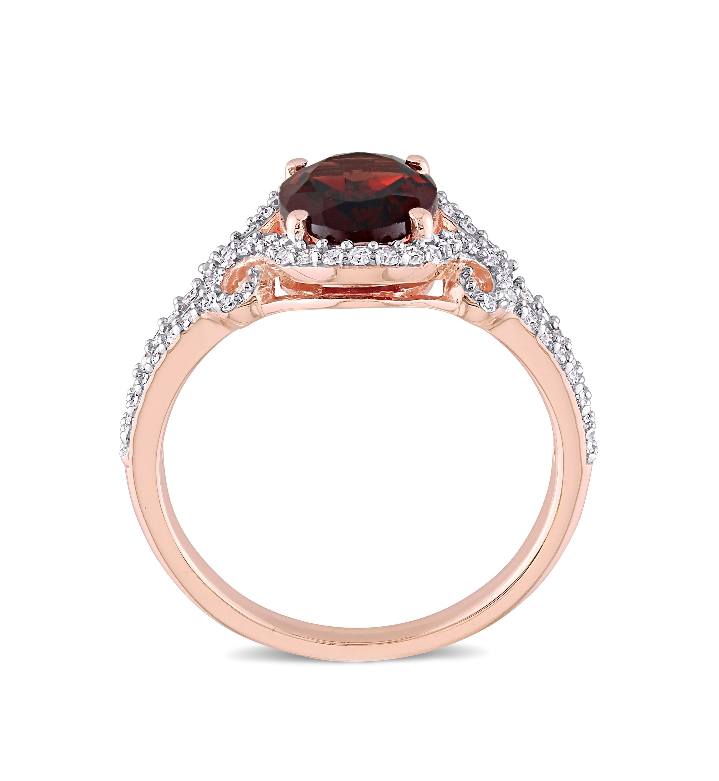 2.1 ct. t.w. Garnet, 1/3 ct. t.w. Diamond Halo Split Shank Ring