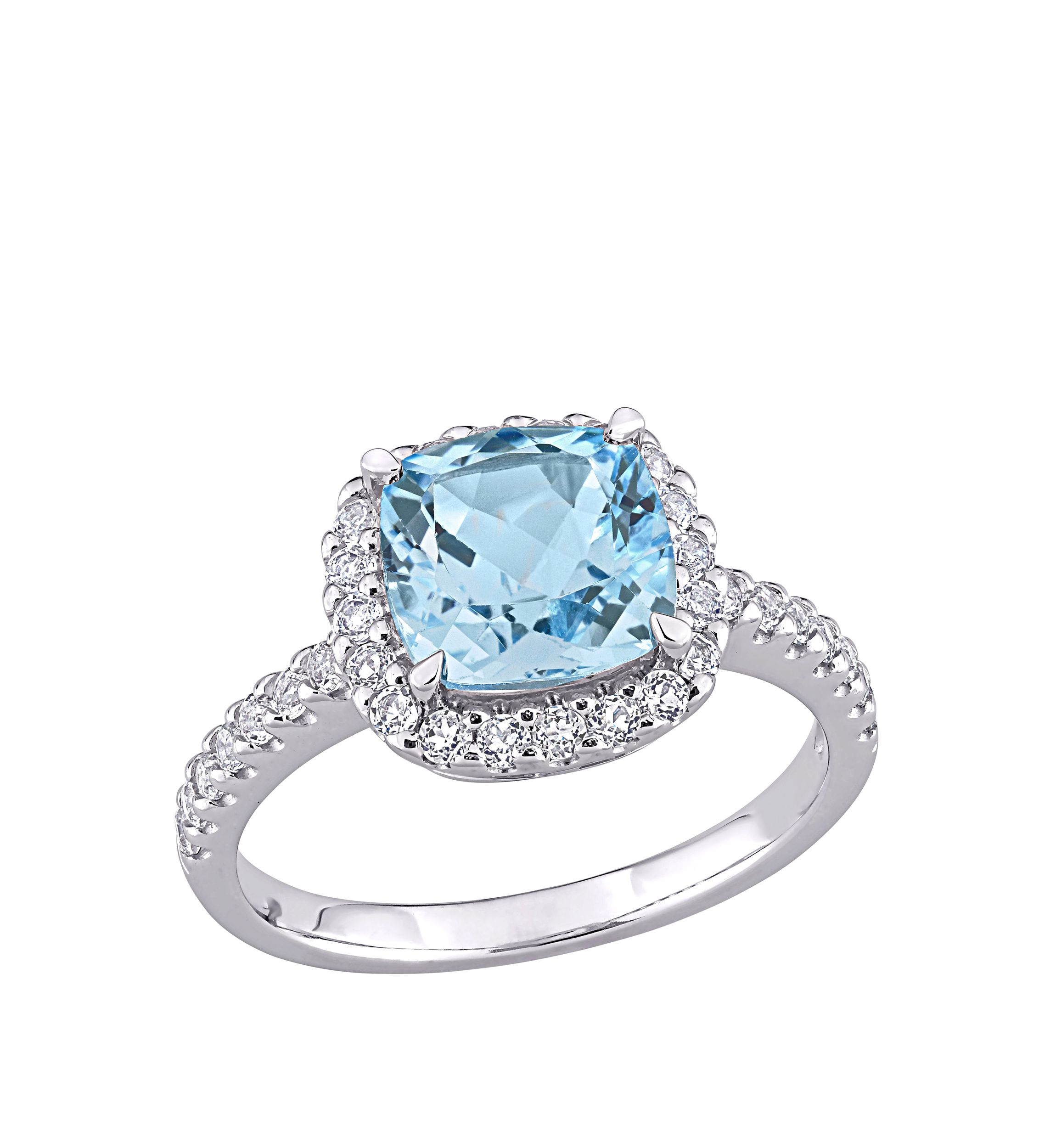  2.5 ct. t.w. Blue Topaz, 1 ct. t.w. White Topaz  Halo Ring