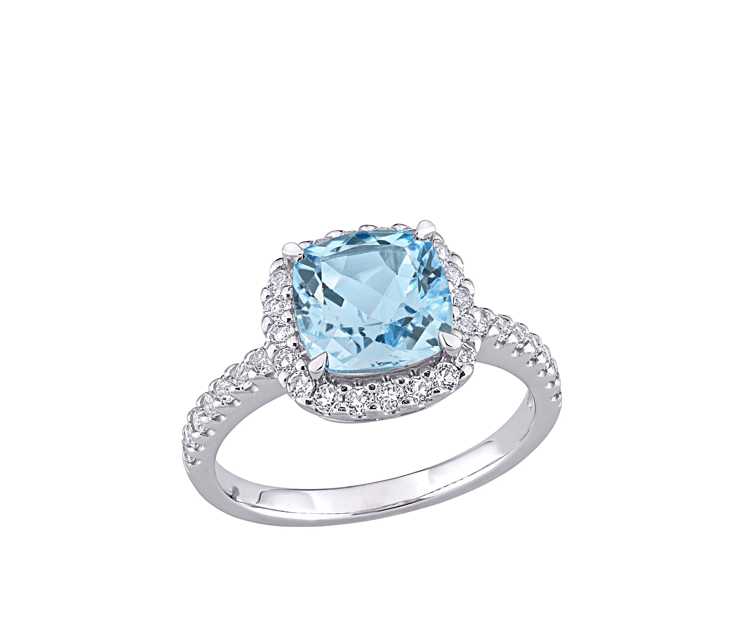  2.5 ct. t.w. Blue Topaz, 1 ct. t.w. White Topaz  Halo Ring