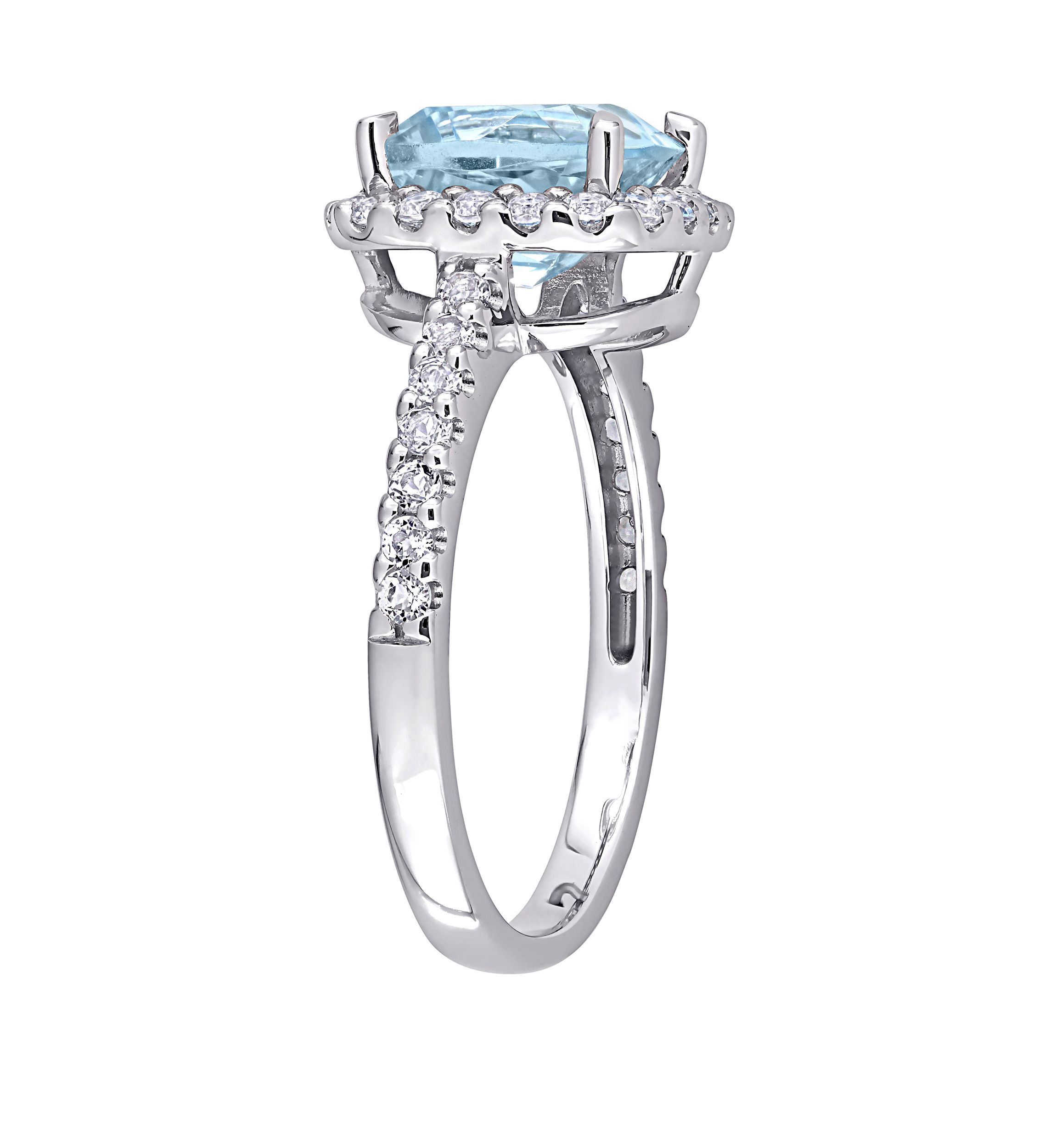  2.5 ct. t.w. Blue Topaz, 1 ct. t.w. White Topaz  Halo Ring