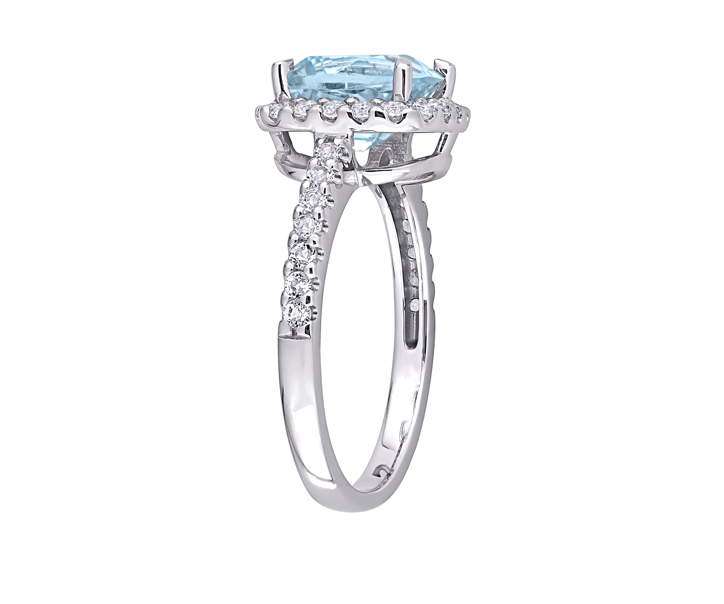  2.5 ct. t.w. Blue Topaz, 1 ct. t.w. White Topaz  Halo Ring