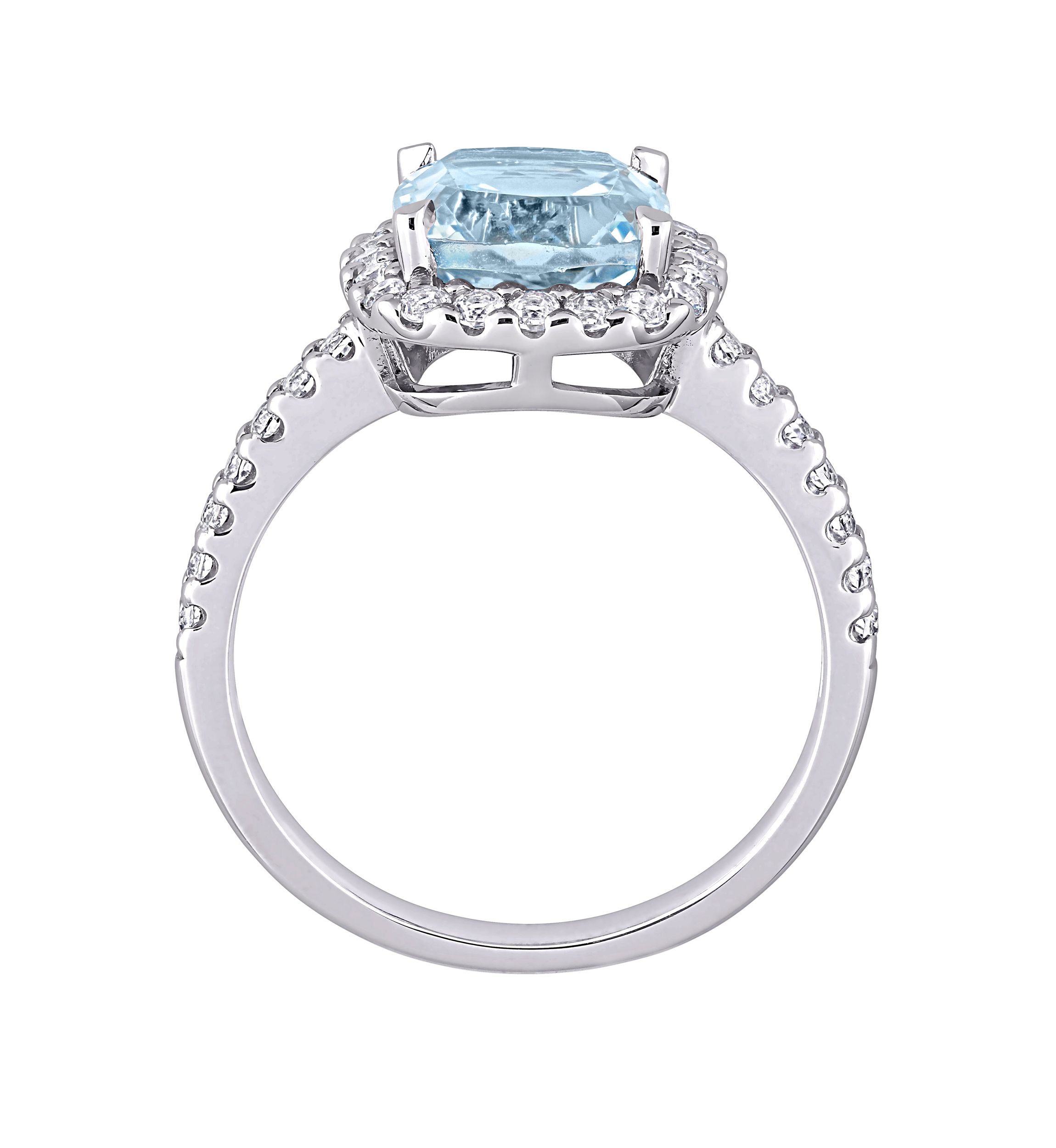  2.5 ct. t.w. Blue Topaz, 1 ct. t.w. White Topaz  Halo Ring