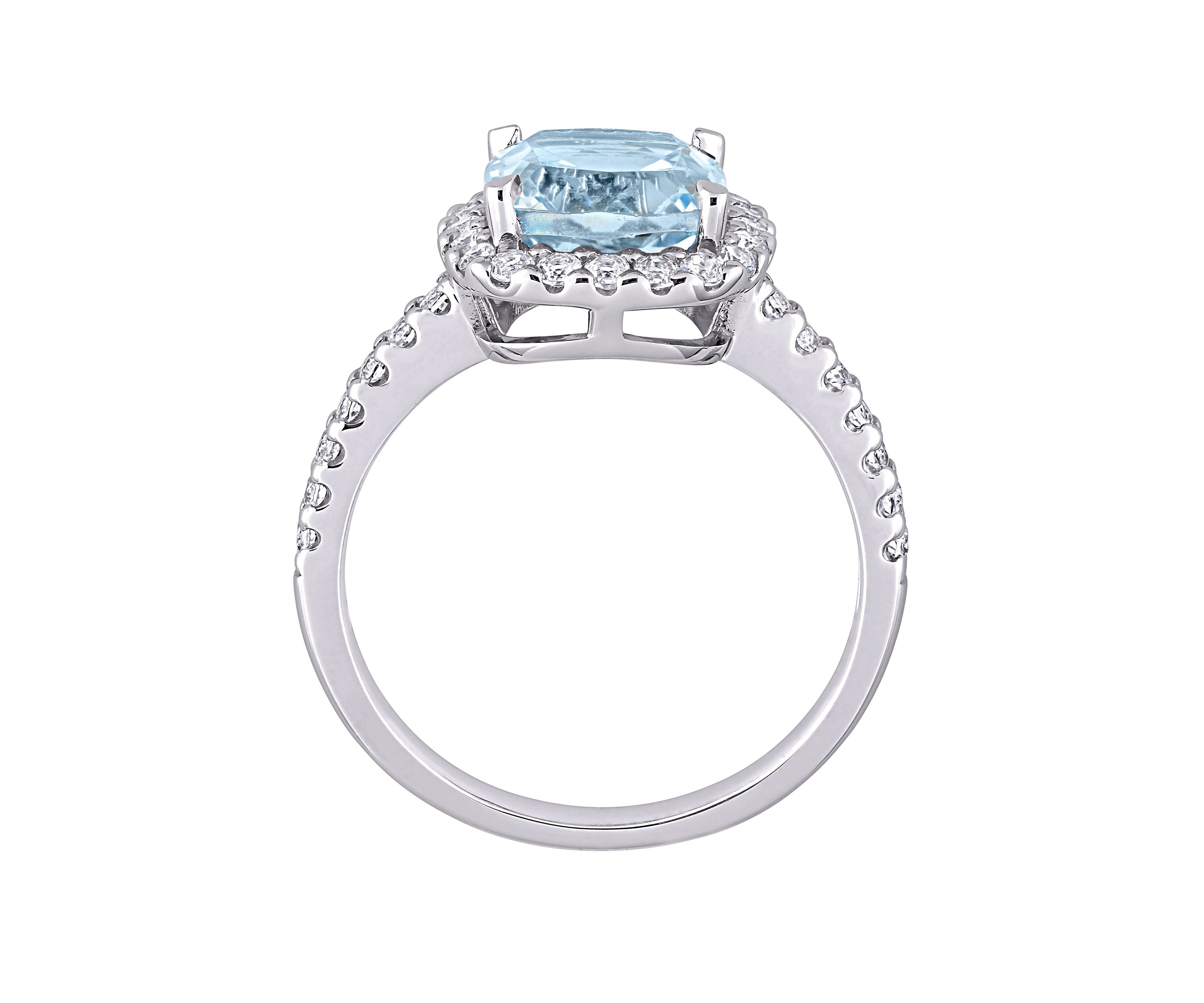  2.5 ct. t.w. Blue Topaz, 1 ct. t.w. White Topaz  Halo Ring