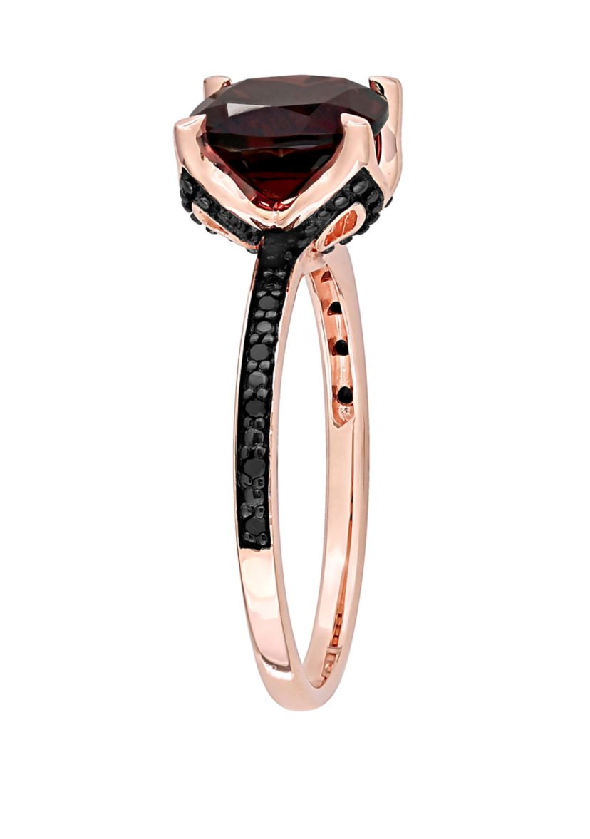 3.1 ct. t.w. Garnet, 1/10 ct. t.w. Black Diamond Accent Ring in