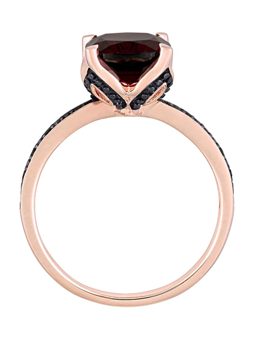 3.1 ct. t.w. Garnet, 1/10 ct. t.w. Black Diamond Accent Ring in