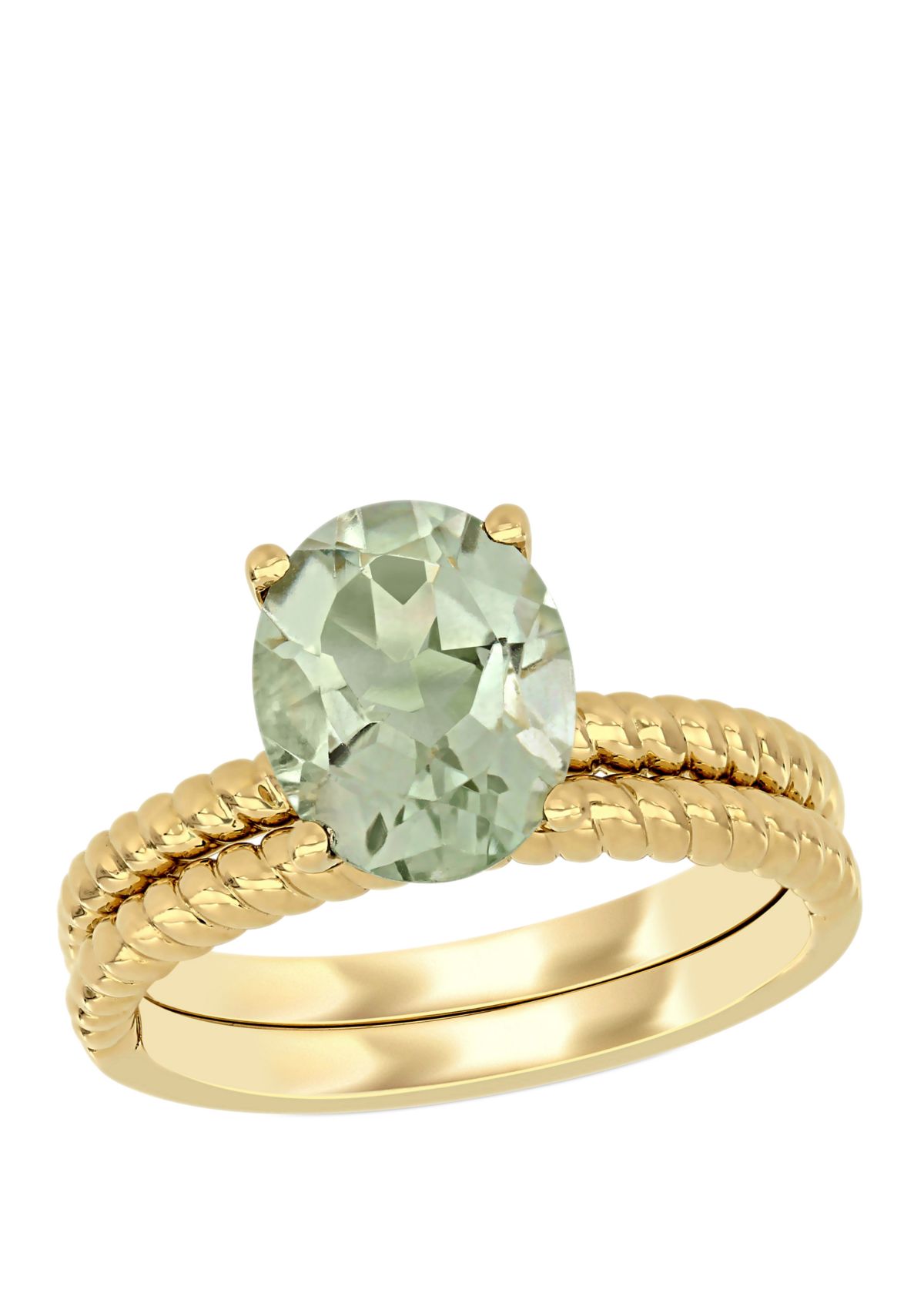 2 Piece 2.33 ct. t.w. Green Amethyst Twist Bridal Ring Set in 14k Yellow Gold