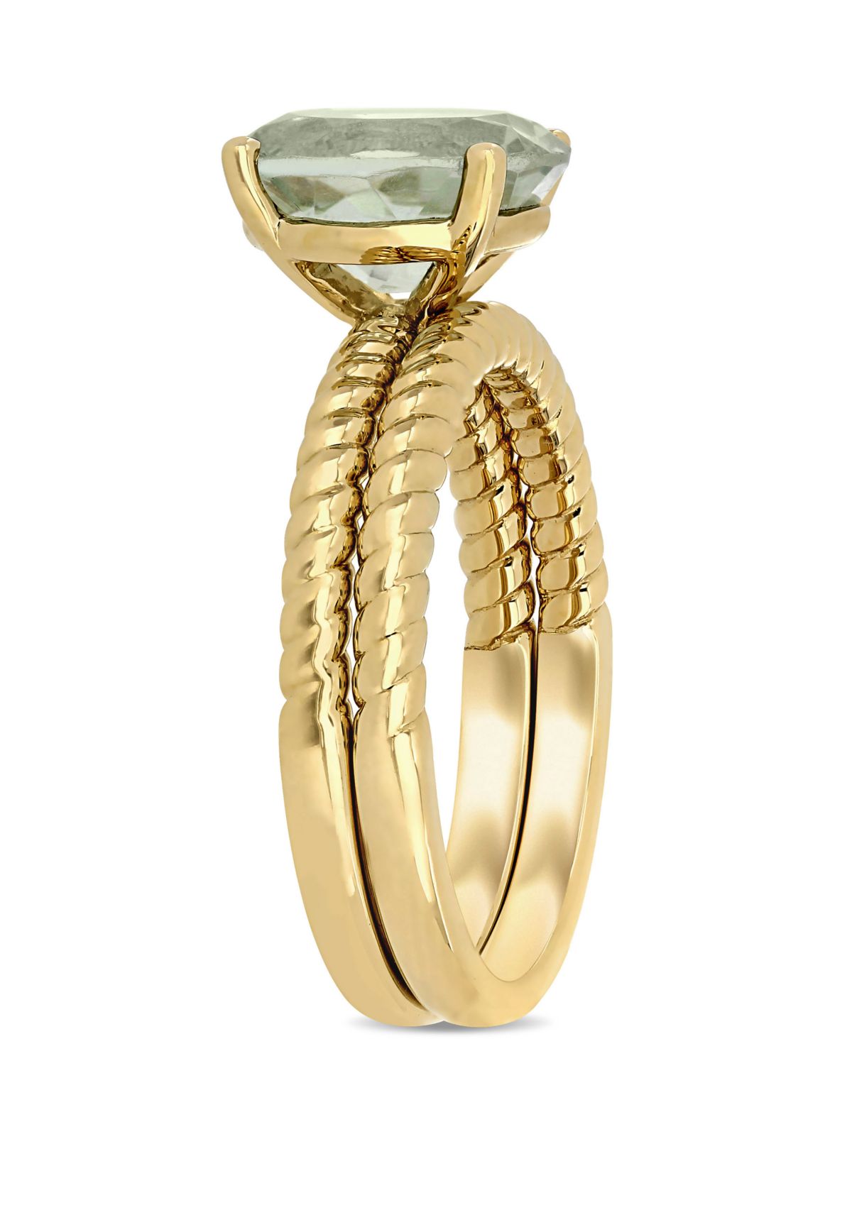 2 Piece 2.33 ct. t.w. Green Amethyst Twist Bridal Ring Set in 14k Yellow Gold