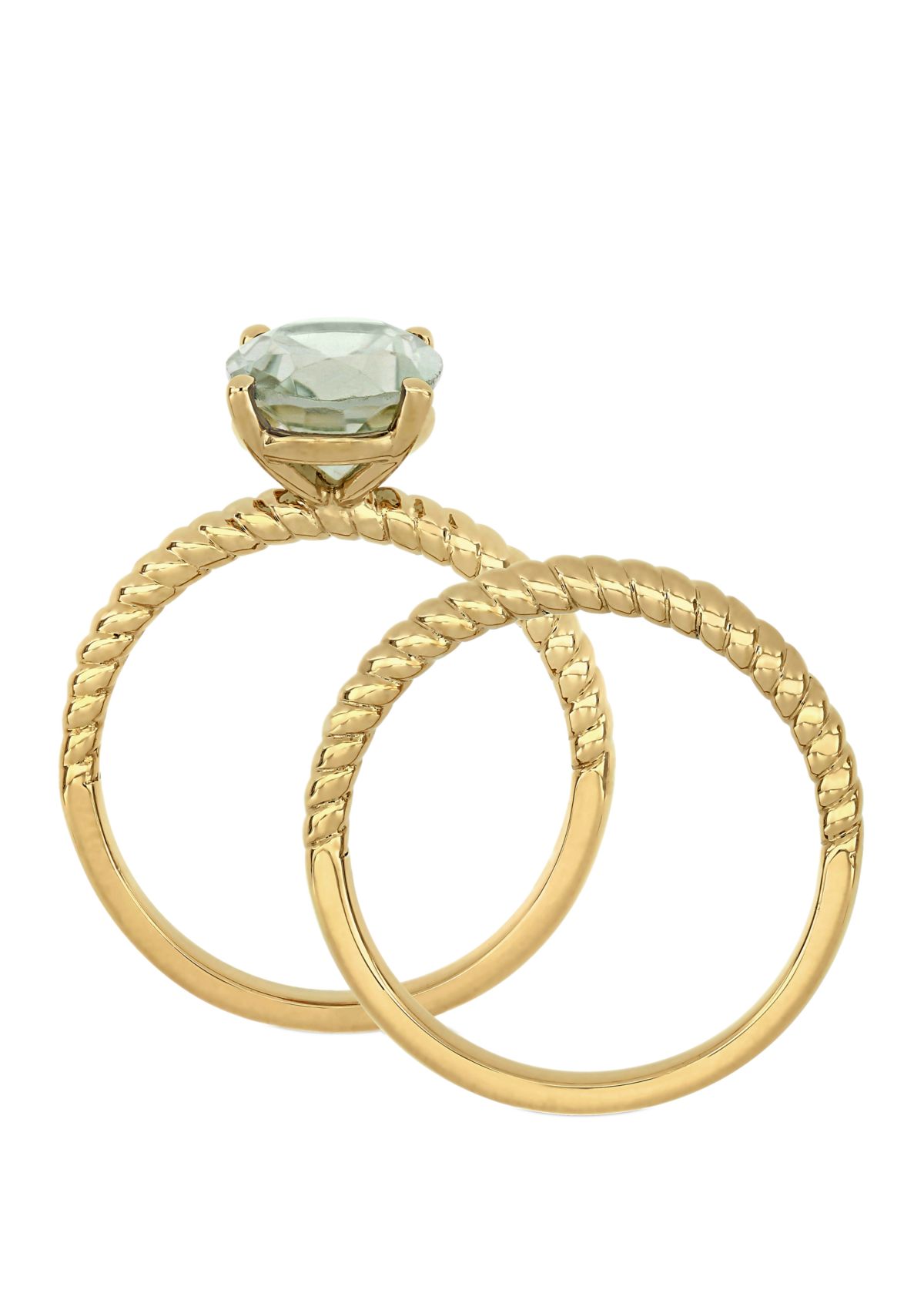 2 Piece 2.33 ct. t.w. Green Amethyst Twist Bridal Ring Set in 14k Yellow Gold