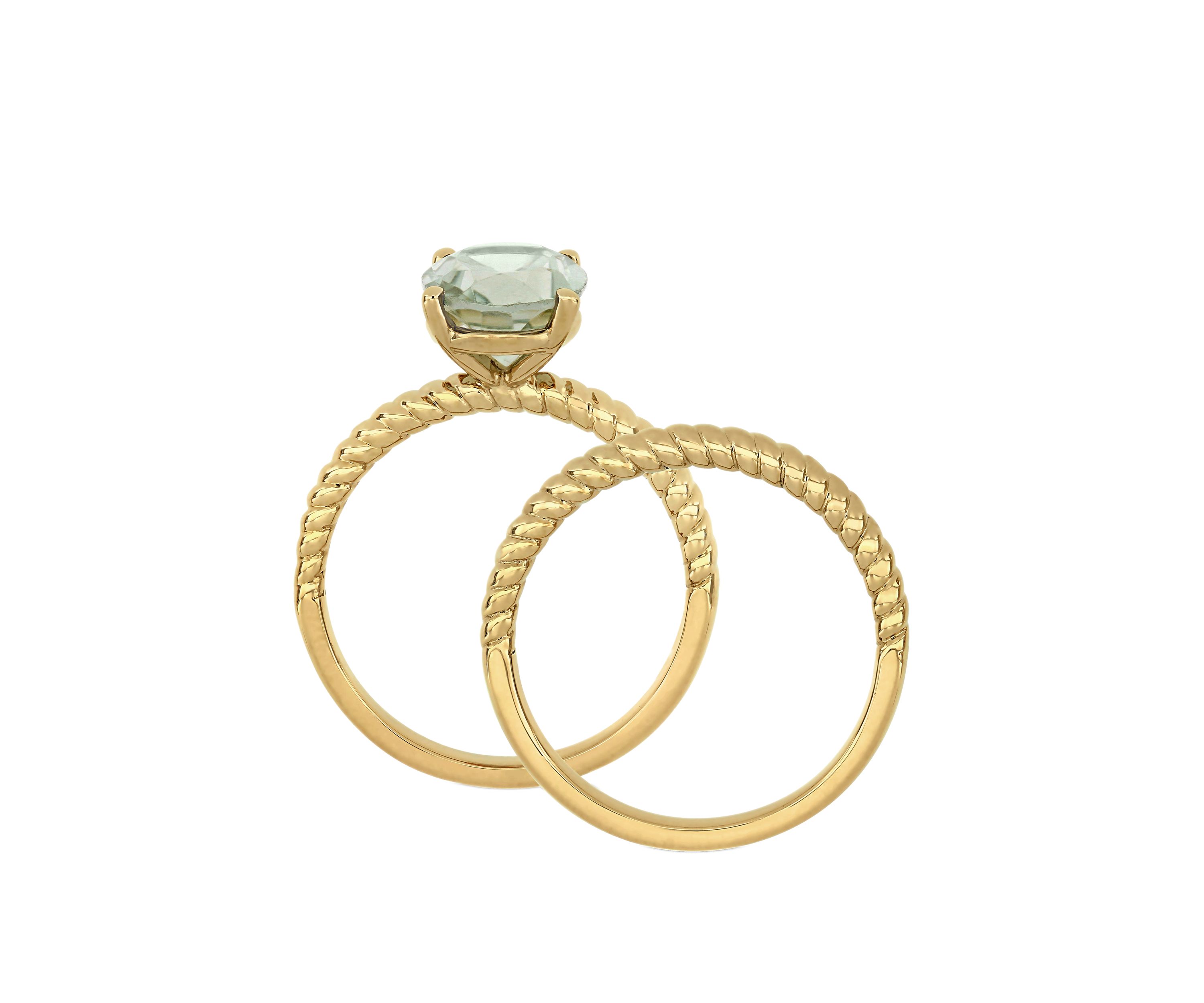 2 Piece 2.33 ct. t.w. Green Amethyst Twist Bridal Ring Set in 14k Yellow Gold