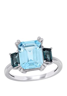 Belk & Co 4.88 Ct. T.w. Sky And London Blue Topaz 3 Stone Ring