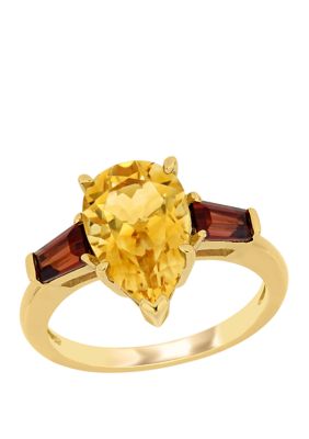 Belk & Co 3 Ct. T.w. Citrine, 1/2 Ct. T.w. Garnet 3 Stone Ring