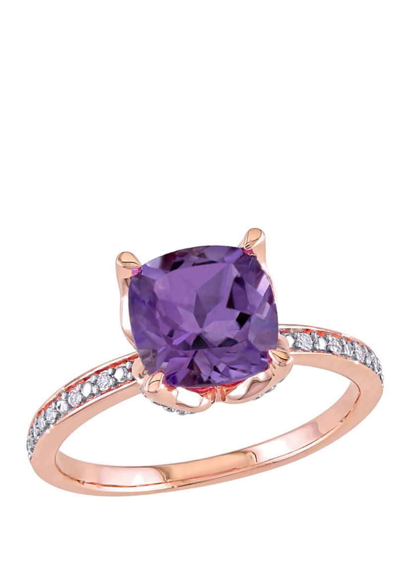 1.75 ct. t.w. Amethyst, 1/10 ct. t.w. Diamond Accent Ring